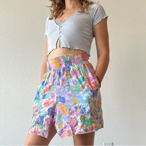80s/90s vintage “Paradise By Ken Done” Colorful Floral print high waist Skirt
